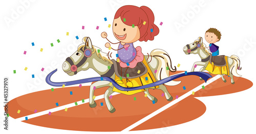 kids and horse