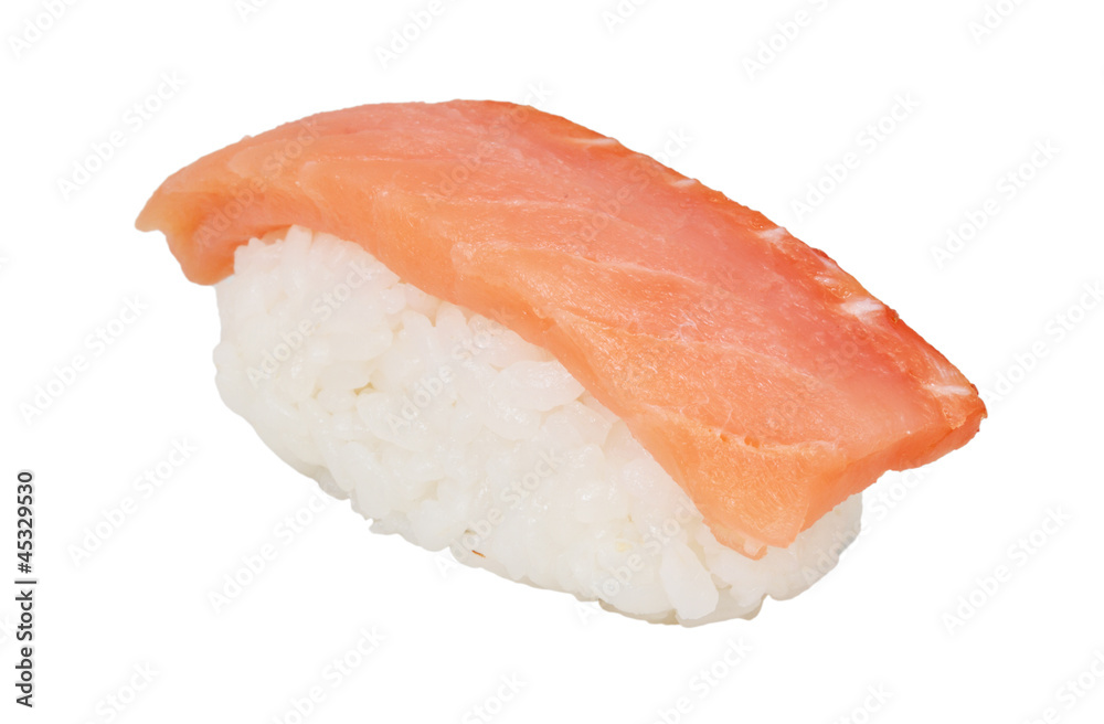 salmon sushi with white background