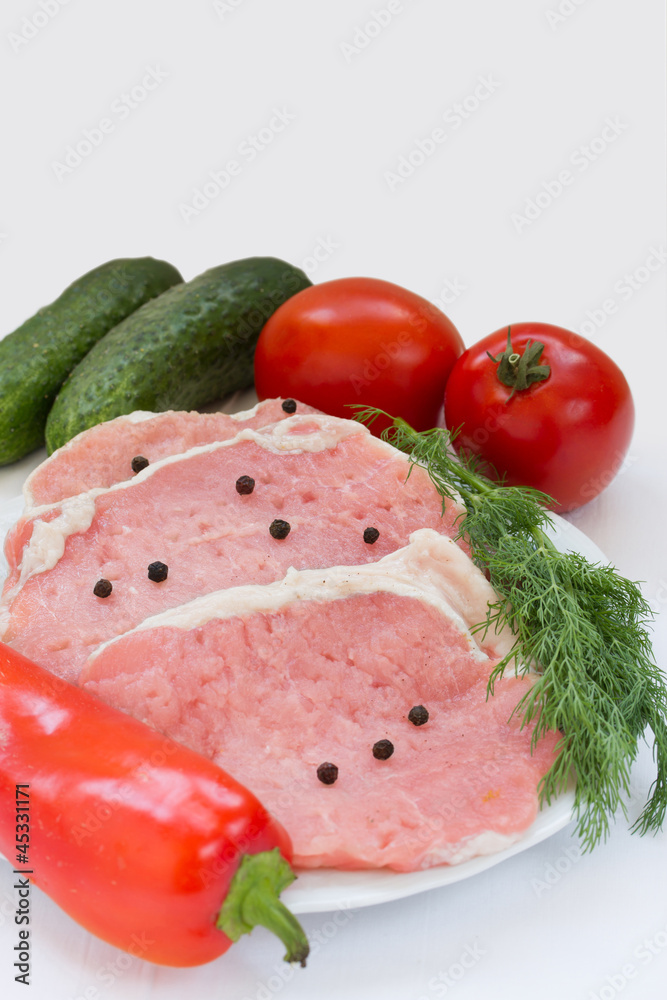 Fresh raw beef and spice Fresh raw beef and spice
