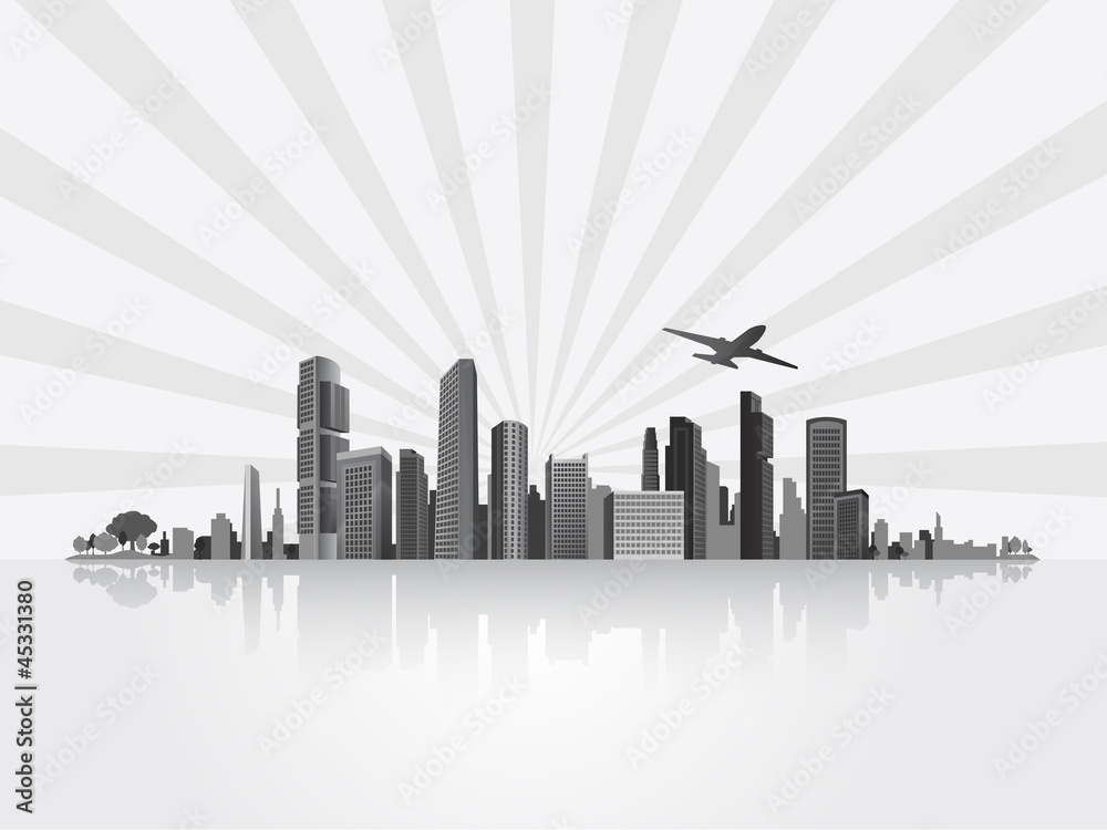 Naklejka premium Big City (Town),Vector,Background,Business