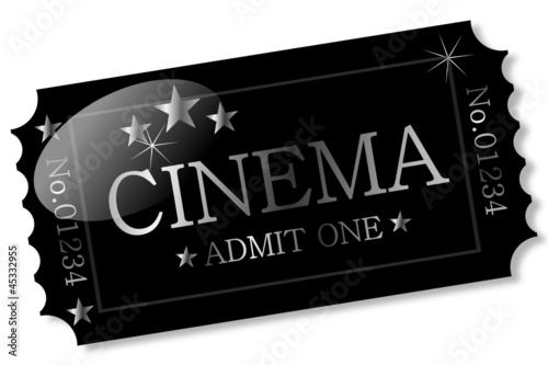 Ticket - Cinema Silber auf Schwarz