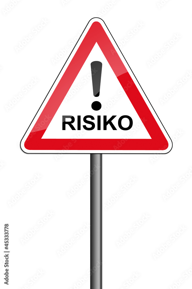 Warnschild RAL 3001 signalrot freigestellt - Risiko Warnschild RAL 3001 signalrot freigestellt - Risiko
