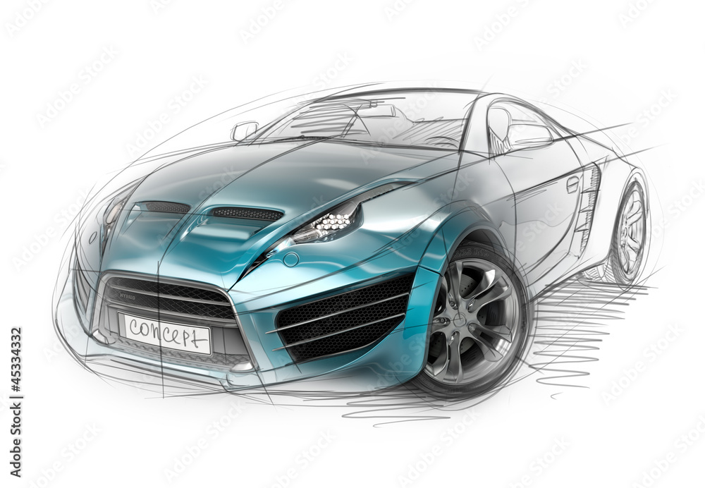 Car Design Sketch on a Sheet of Graph Paper for Technical Drawing Stock  Illustration - Illustration of vehicle, technical: 275727734