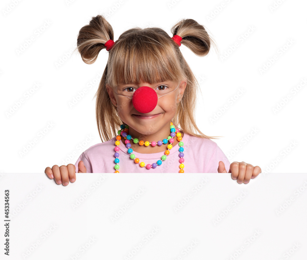 Little girl with clown nose Little girl with clown nose
