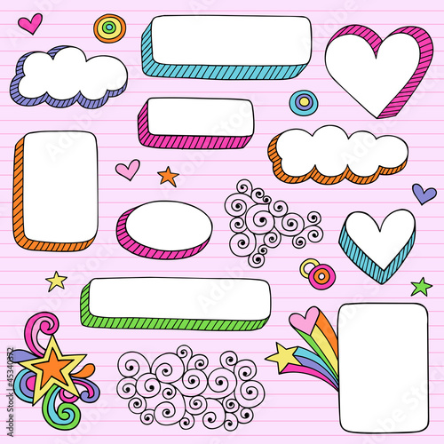 Back to School Picture Frame Groovy Doodles Vector Set