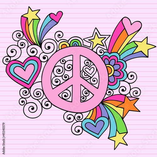 Peace Sign Groovy Psychedelic Retro Doodles
