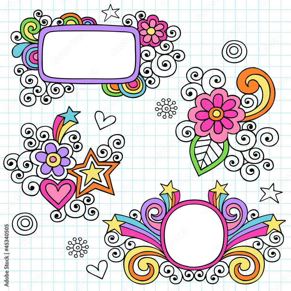 Fototapeta premium Picture Frames Groovy Doodles Vector Design Elements