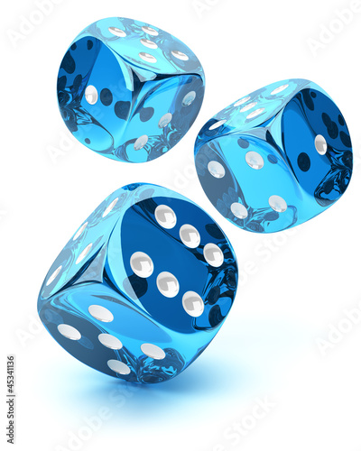Blue transparent dices photo