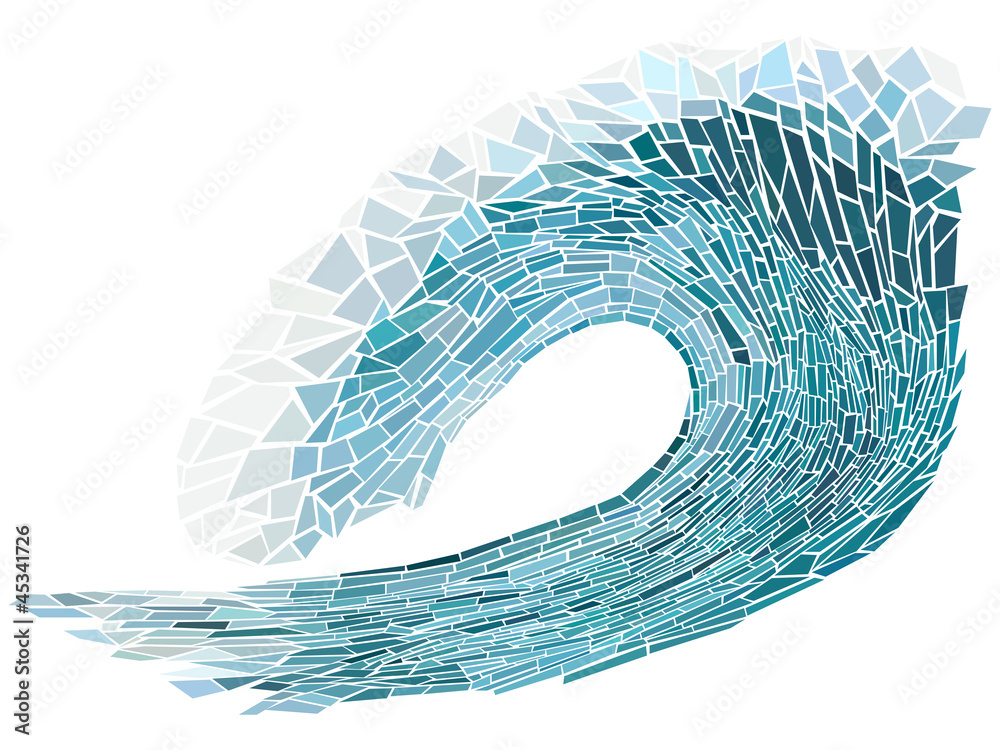 Fototapeta premium Vector illustration mosaic of wave with foam.