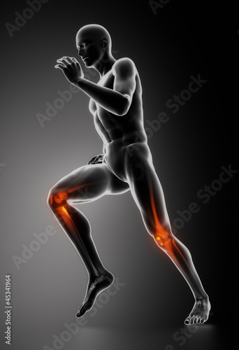 Runing man with highlighted knee bones