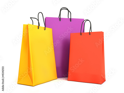 3d render of colorful shopping bags