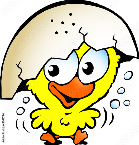 illustration of an cute excited baby chicken