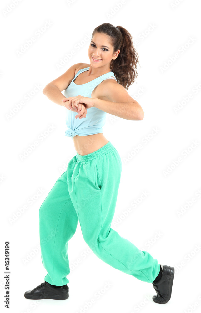 young modern dancer posing, isolated on white young modern dancer posing, isolated on white