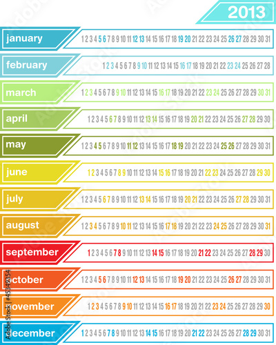 Colorful 2013 calendar