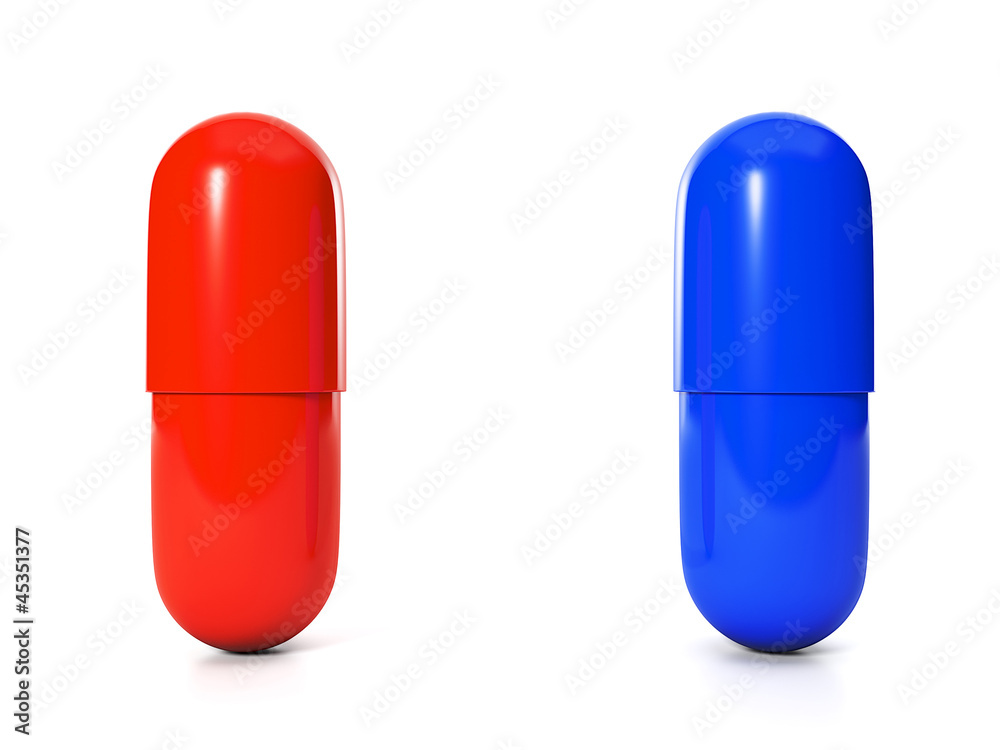 3d illustration: Medicine. Group of red and blue pills, make the 3d illustration: Medicine. Group of red and blue pills, make the