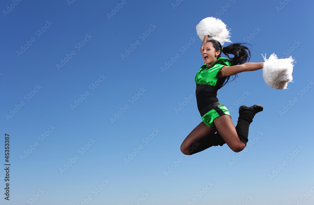 Young female dancer against white background Young female dancer against white background
