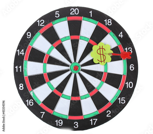 Darts with stickers depicting the life values isolated