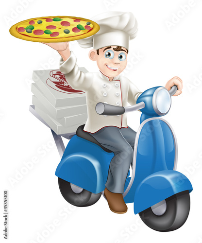 Pizza chef moped delivery