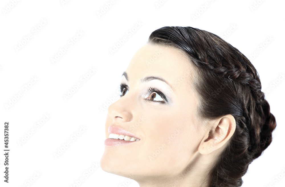 Naklejka premium Closeup portrait of a beautiful woman. Isolated