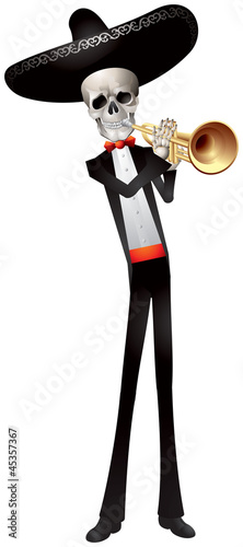 Day of the Dead Mariachi Trumpeter Skeleton