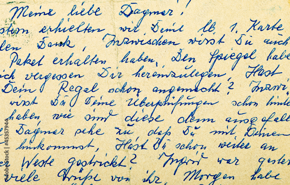 Fragment of an old handwritten letter, written in German. Can be