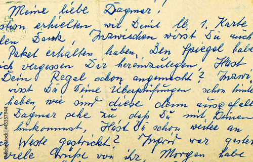 Fragment of an old handwritten letter  written in German. Can be