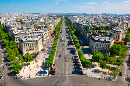 The Champs-Elysées seen from the Arc de Triomphe.