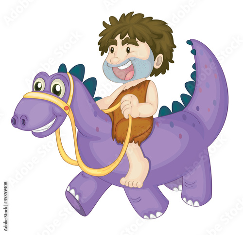 a boy riding on dinosaur
