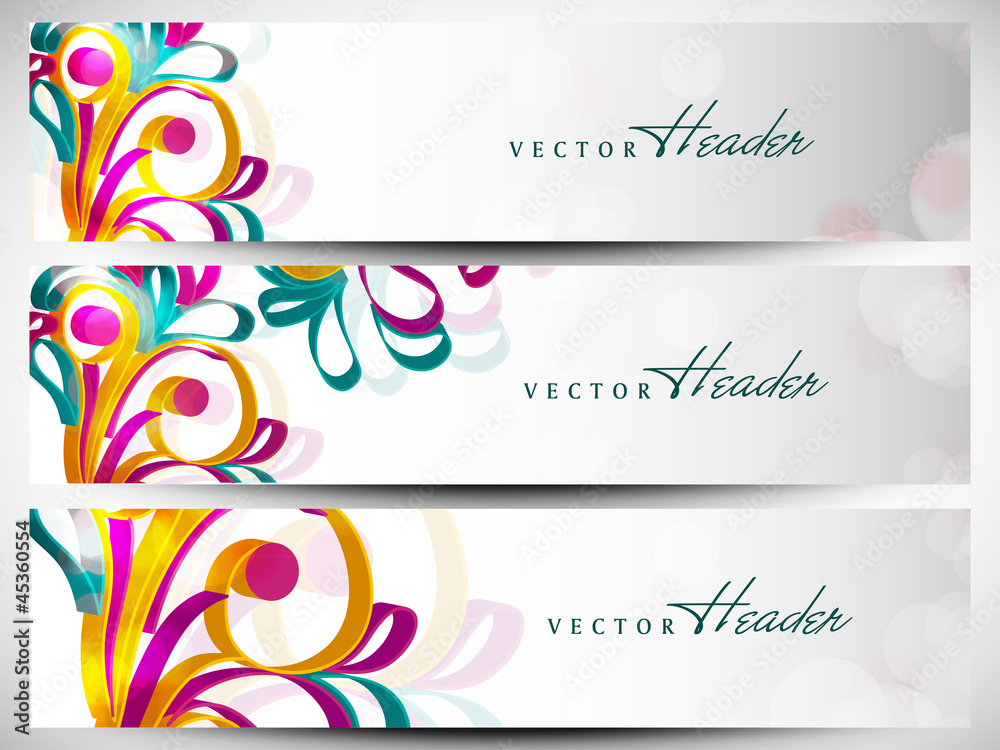 Website header or banner set with beautiful floral design. EPS 1 Website header or banner set with beautiful floral design. EPS 1