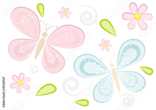 Cute sparkling butterflies background