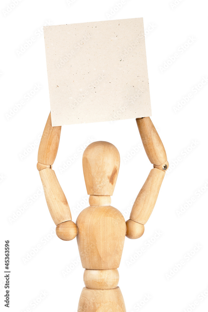 Wooden dummy holding paper Wooden dummy holding paper