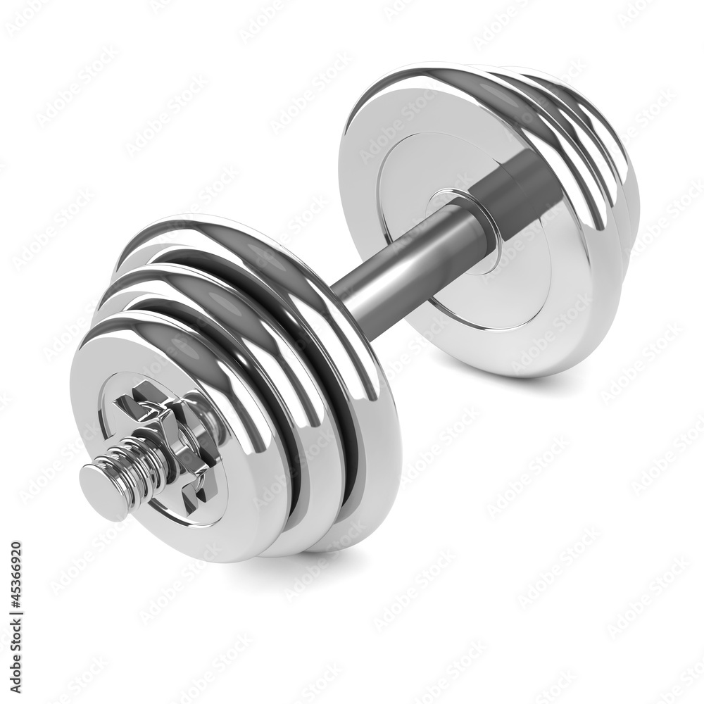 3d Chrome dumbell weights angled