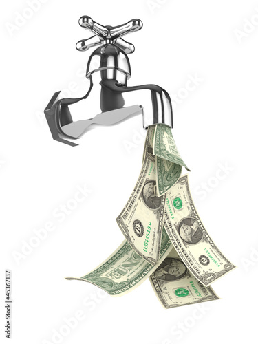 3d Tap pouring dollars down the drain