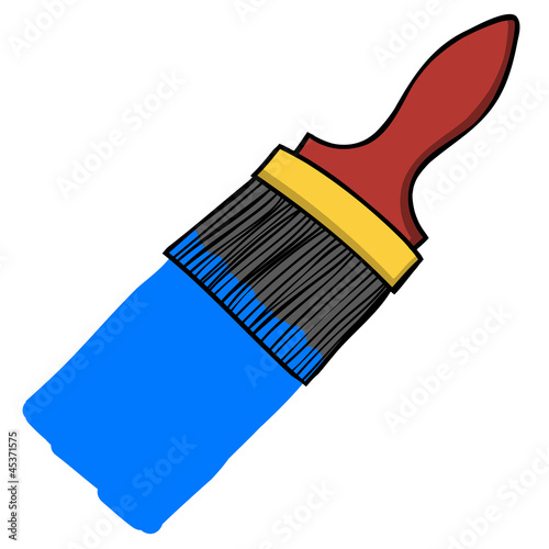 Paint brush hand writing cartoon