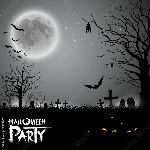 Halloween party scary background, vector illustration
