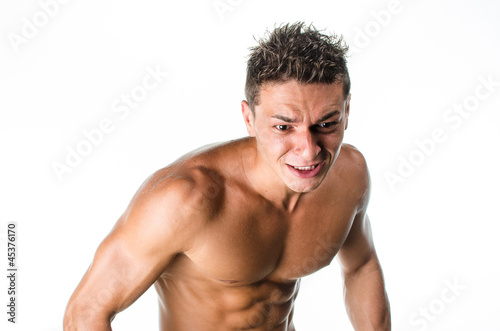 Muscular man angry