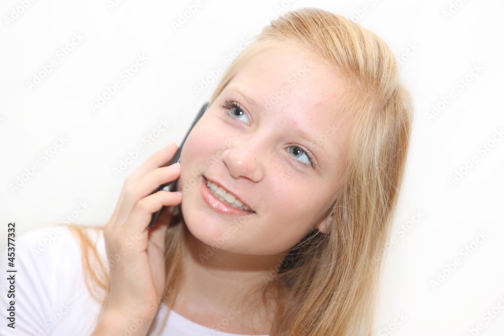 Happy smiling girl with mobile phone Happy smiling girl with mobile phone