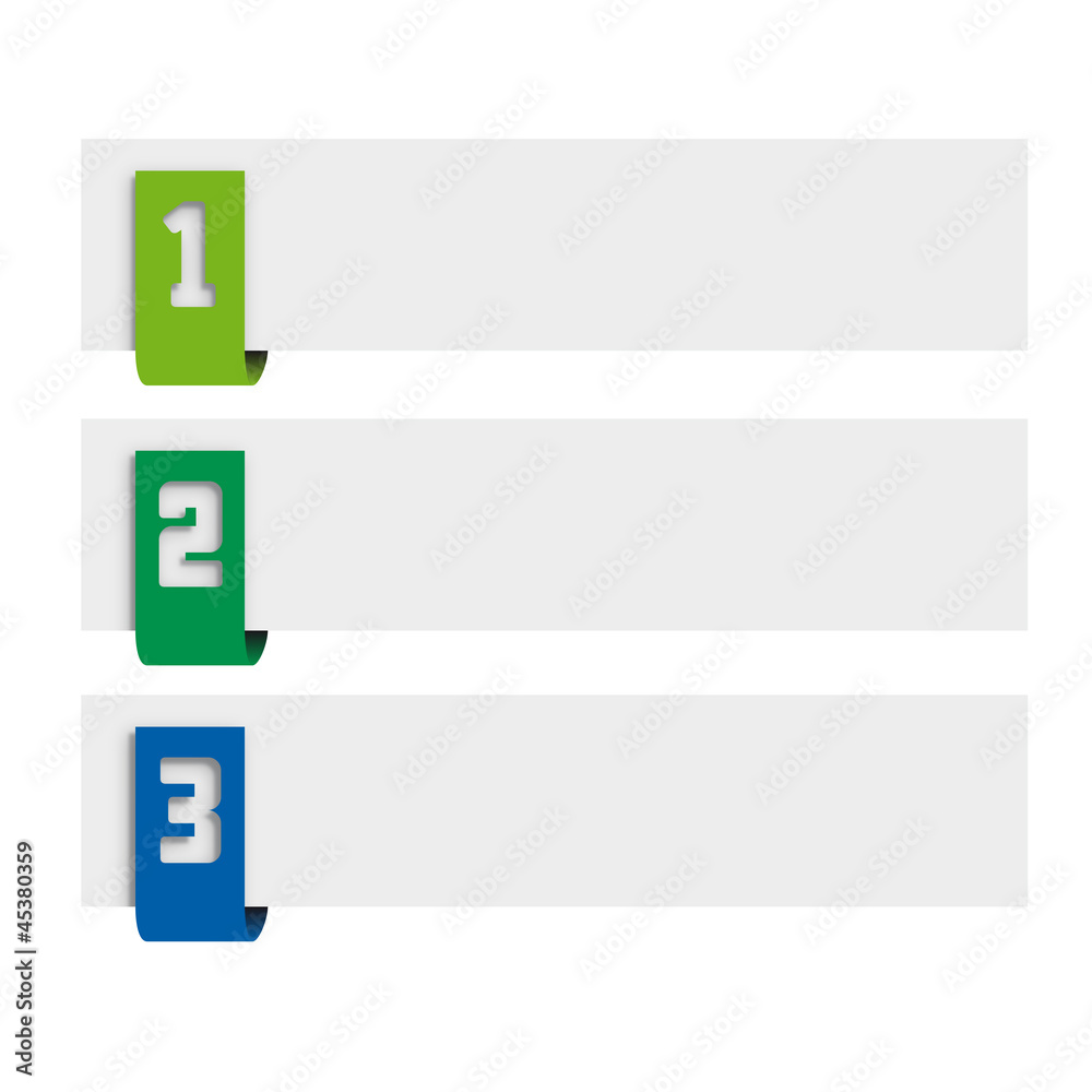 Vector faq labels, three options with numbers Vector faq labels, three options with numbers