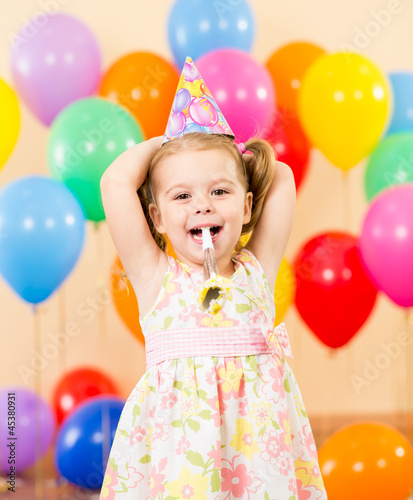pretty joyful kid girl on b...