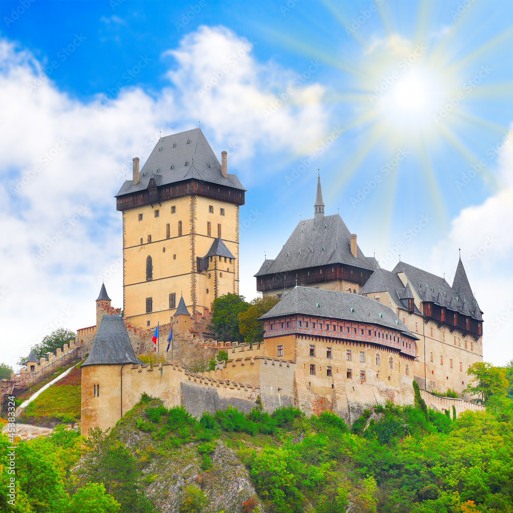 The Karlstejn castle. Royal palace in Czech Republic, Europe.