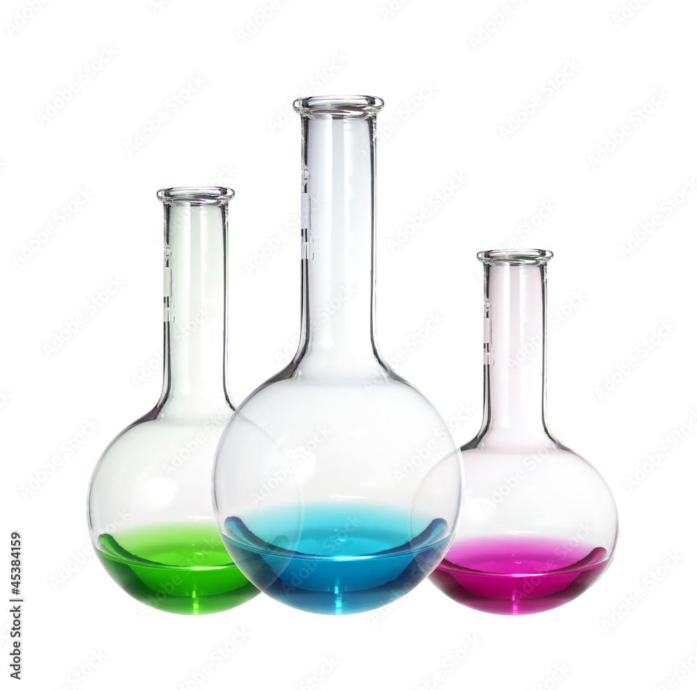 Test-tubes with colorful liquid isolated on white Test-tubes with colorful liquid isolated on white