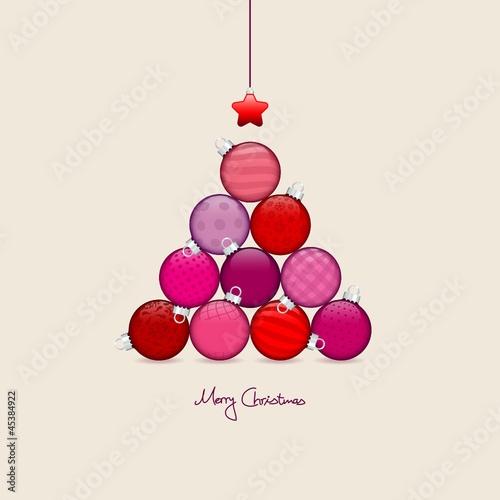 Abstract Christmas Tree Balls Pattern Red/Beige Silver