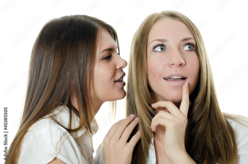 Two girls the girl-friend are whispered Two girls the girl-friend are whispered