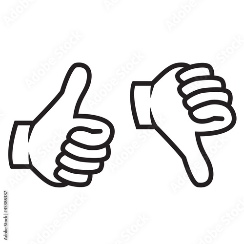 Thumbs up and down gesture