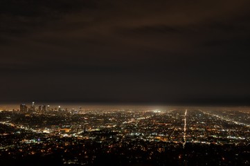 Wandcirkels Los Angeles Los Angeles bij nacht vanaf Griffith  © rolf_52