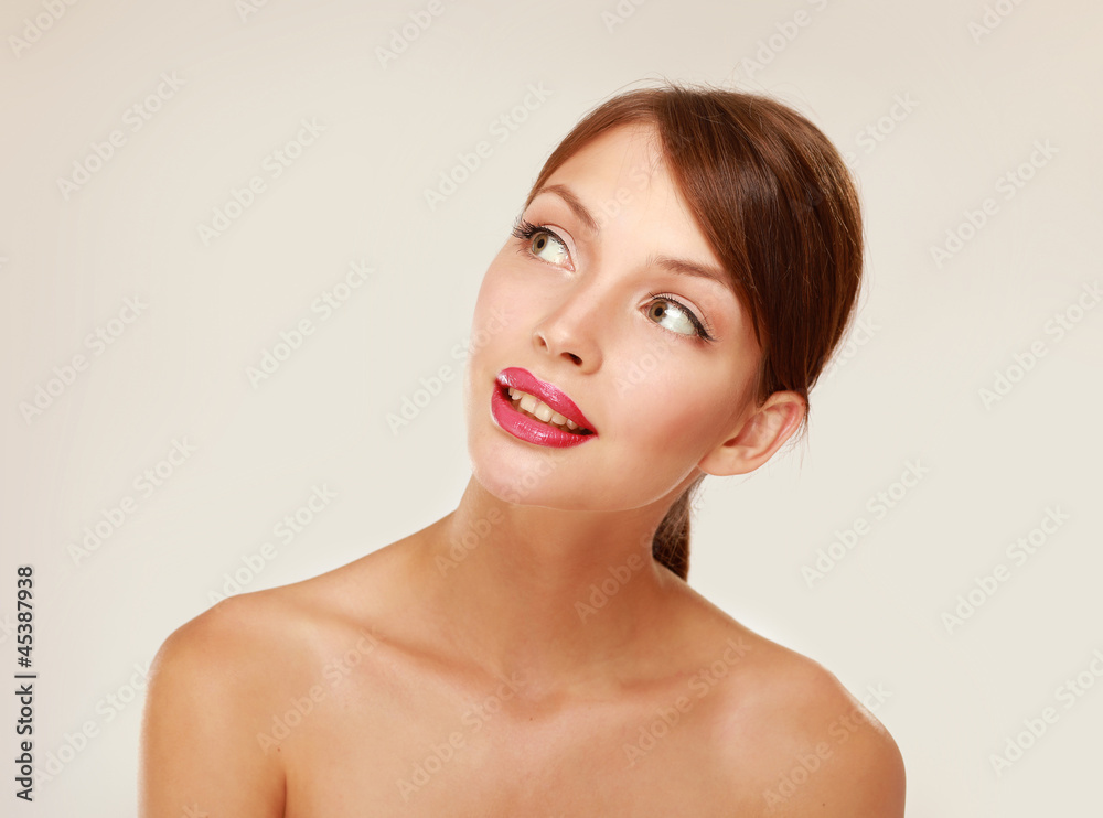A beautiful woman, portrait isolated on white background A beautiful woman, portrait isolated on white background