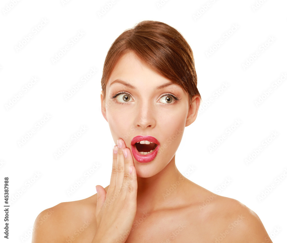 A beautiful woman, portrait isolated on white background A beautiful woman, portrait isolated on white background