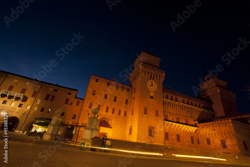 Big castle in Ferrara, Italy at night
