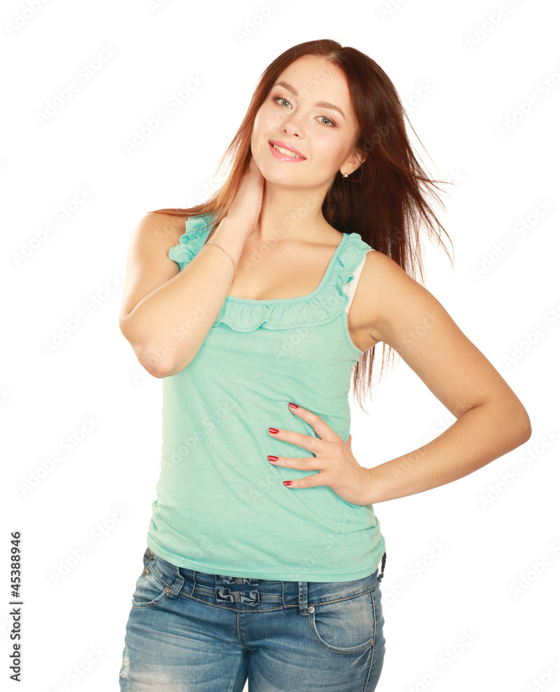 A portrait of a smiling young woman standing A portrait of a smiling young woman standing