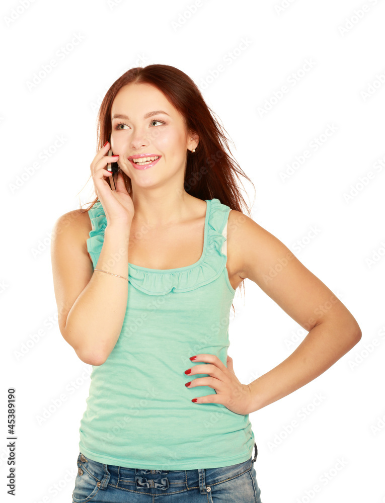 Portrait of beautiful young female using cellphone Portrait of beautiful young female using cellphone